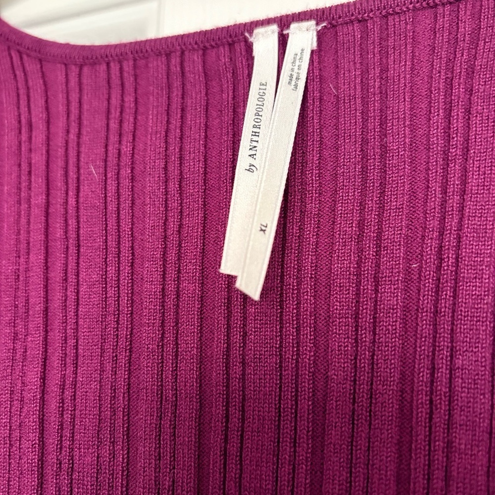 Anthropologie Puff-Sleeve Ribbed Blouse – XL – Romantic Modern - Picture 3 of 6
